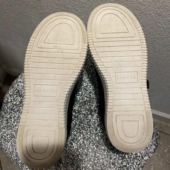 Sandro Anita black suede platform sneakers. Velcro three strap closure. Size 37. - Picture 7 of 12